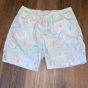 The Beaufort Bonnet Company Tortola Swim Trunks - Sandyport Sailboats Blue, XL